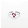 Pink Heart Hollow CZ Silver Open Adjustable Toe Ring