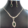 SILVER GREEN NECKLACE SET