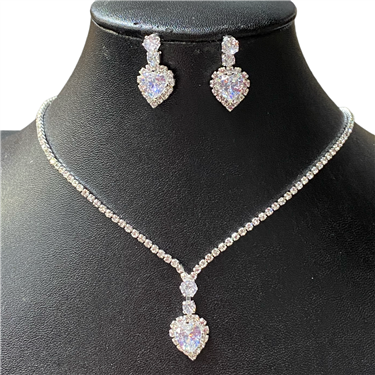 SILVER HEART NECKLACE SET