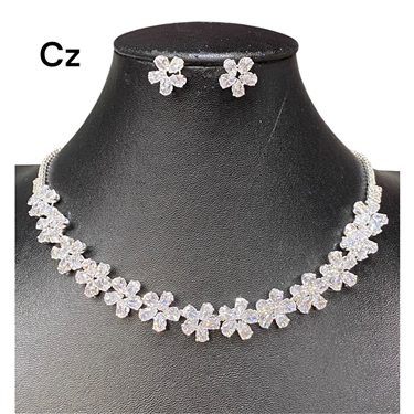 SILVER FLOWER NECKLACE SET
