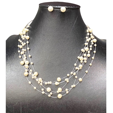 CREAM PEARL NECKLACE SET
