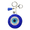 SILVER DISC SHAPE EVIL EYES KEYCHAIN