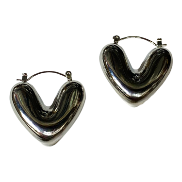 SILVER HEART HOOP