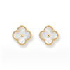 White Four-Leaf Clover Life Earrings