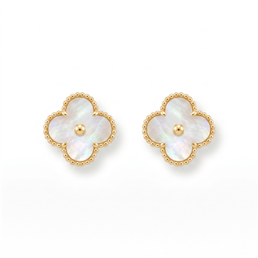 White Four-Leaf Clover Life Earrings
