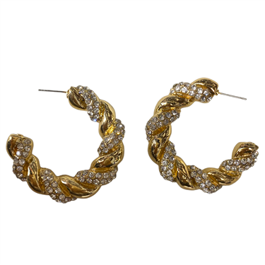THICK RHINESTONE HOOPS