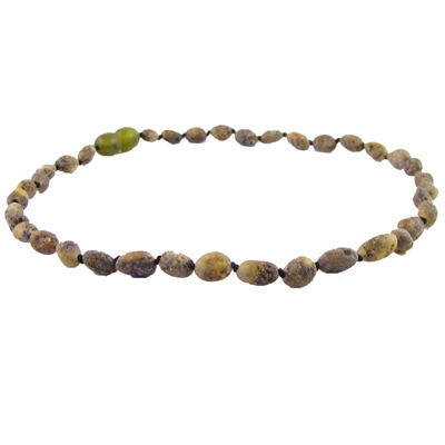 The Amber Monkey Baltic Amber 10-11 inch Necklace - Raw Olive Bean POP