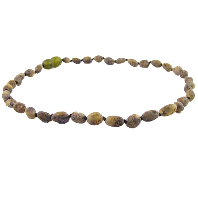 The Amber Monkey Baltic Amber 12-13 inch Necklace - Raw Olive Bean POP