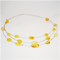 The Amber Monkey Baltic Amber 17-18 inch Wire Tiers Necklace - Milk Bean