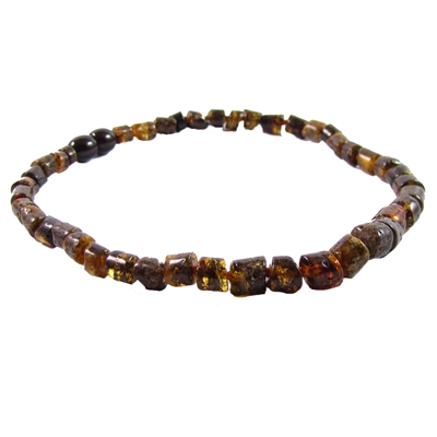 The Amber Monkey Polished Baltic Amber Cylindrical 10-11 inch Necklace - Olive