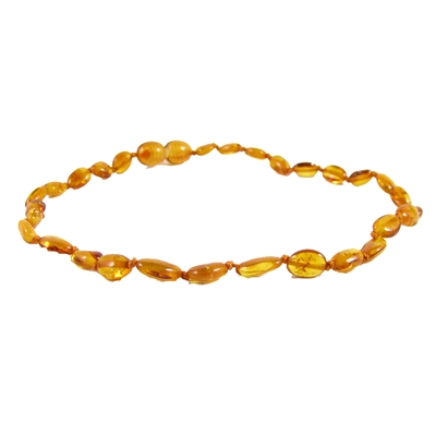 The Amber Monkey Polished Baltic Amber 12-13 inch Necklace - Honey Bean