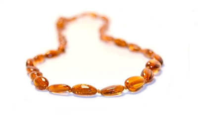 The Amber Monkey Polished Baltic Amber 17-18 inch Necklace - Cognac Bean Discontinued