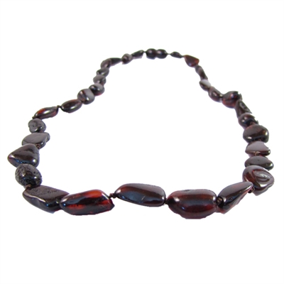 The Amber Monkey Polished Baltic Amber 17-18 inch Necklace - Chestnut Bean
