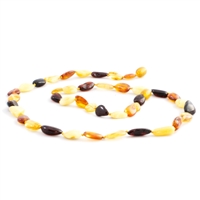 The Amber Monkey Polished Baltic Amber 17-18 inch Necklace - Multi Bean