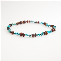 The Amber Monkey Baltic Amber & Gemstone 10-11 inch Necklace - Chestnut Turquoise