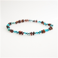 The Amber Monkey Baltic Amber & Gemstone 17-18 inch Necklace - Chestnut Turquoise