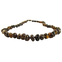 The Amber Monkey Polished Baroque Baltic Amber 17-18 inch Necklace - Olive
