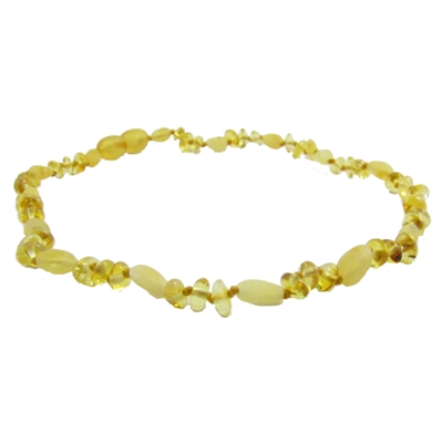 The Amber Monkey Polished Baltic Amber 10-11 inch Necklace -  Lemon Baroque Milk Bean POP