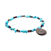 The Amber Monkey Baltic Amber, Gemstone & Aroma Diffusing 17-18 inch Necklace - Raw Chestnut/Turquoise Pendant