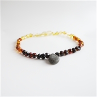 The Amber Monkey Polished Baltic Amber & Aroma Diffusing 10-11 inch Necklace - Rainbow Pendant