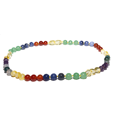 The Amber Monkey Baltic Amber & Gemstone 14-15 inch Necklace - Rainbow