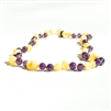 The Amber Monkey Baltic Amber & Gemstone 8 inch Bracelet- Milk Amethyst