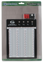 Global Specialties PB-103E Externally Powered Breadboard, 2250 Tie-points, with aluminum backplate