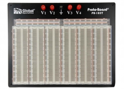 Global Specialties PB-105T Externally Powered Transparent Breadboard, 4,880 Tie-points, with metal backplate