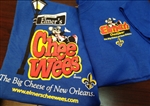 Elmer's CheeWees logo on blue short sleeved t-shirt