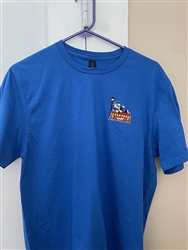 Elmer's CheeWees logo on blue t-shirt