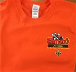 Elmer's CheeWees logo on orange t-shirt