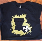 Elmer's CheeWees logo on black t-shirt
