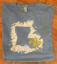 Elmer's CheeWees logo on heather blue t-shirt