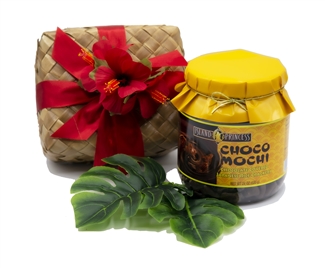 Choco Mochi - Chocolate Covered Arare Gift Jar in hand woven lauhala gift box