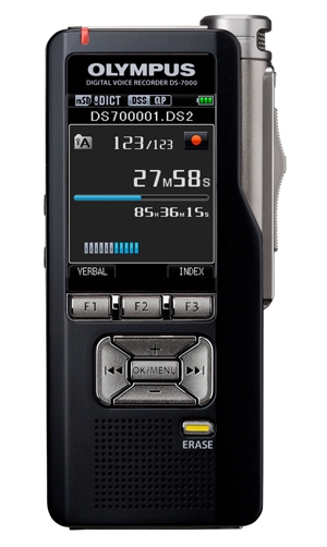 The Olympus DS-7000 with 256bit DSS Pro real-time encryption and Dragon Speech Recognition Integration.