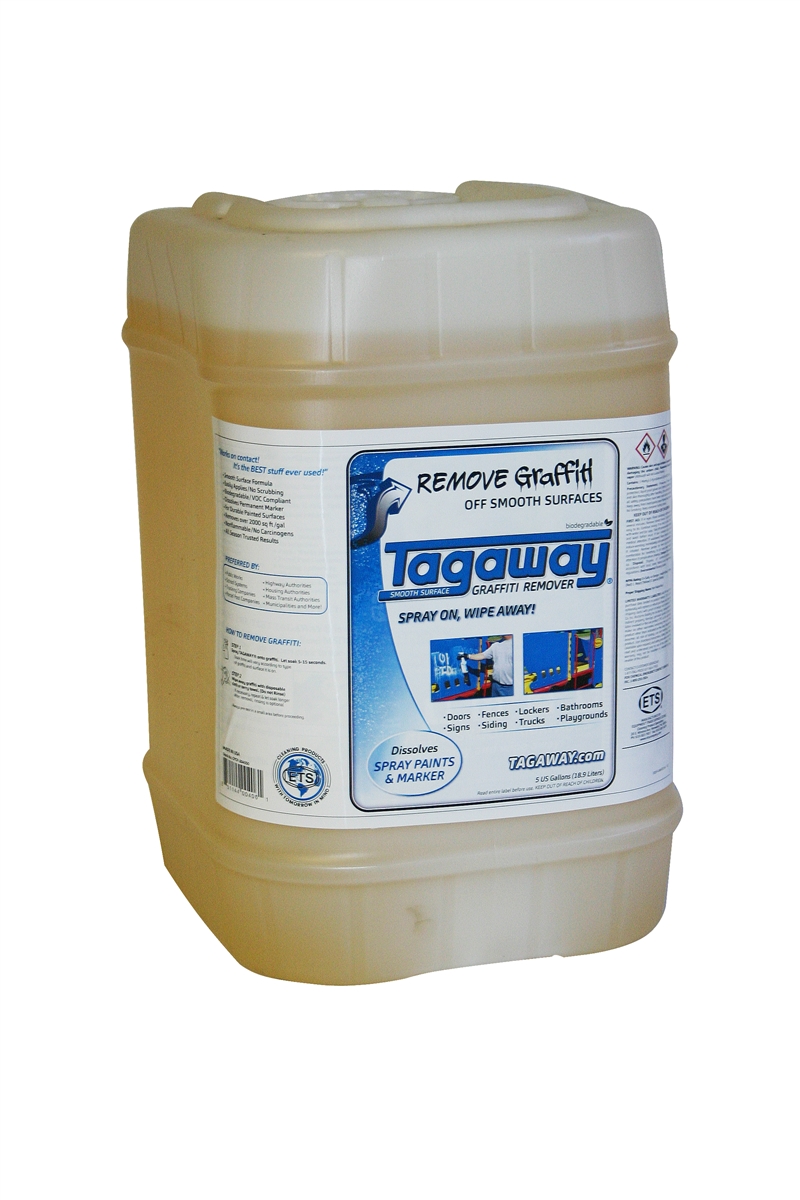 Tagaway graffiti remover in 1 GAL.. is our lighter version for smooth and  painted surfaces. This graffiti removal product is preferred by schools and  municipalities for marker vandalism removing.