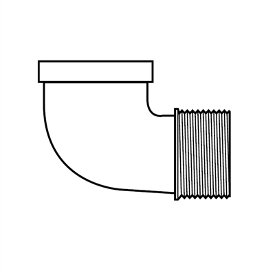 90° Street Elbow, Black, 90°, M x F, 1"