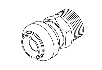 Push-fit, Male Adapter, 1" x 3/4" MPT