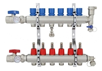 6-branch Brass Radiant Heat Manifold Set