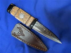 Whisky Cask Oak & Damascus Steel Sgian