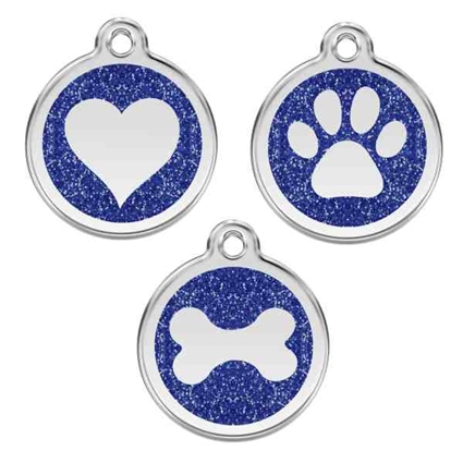 Blue Glitter Stainless Steel Pet ID Tag