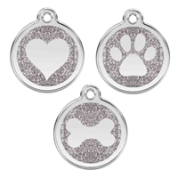 Silver Glitter Stainless Steel Pet ID Tag