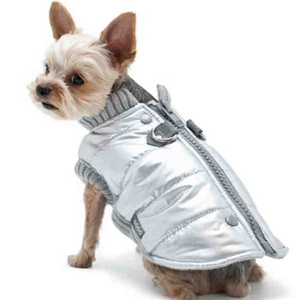 Metallic Silver Dog Coat