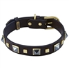 Studded Leather Dog Collar with Hematite Gemstones