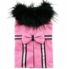 Pink Wool Small Dog Coat with Faux Fur Collar