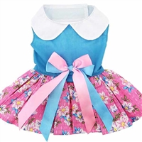 Pink and Blue Plumeria Small Dog Dress
