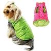 Ruffled Dog Parka Vest | Reversible | Pink | Lime Green