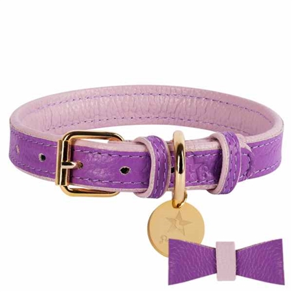 Lavender Leather Dog Collar | Padded Dog Collar
