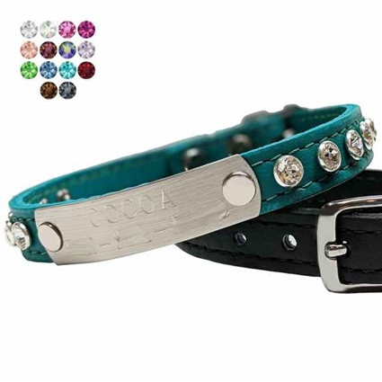 Personalized Leather Dog Collar with Bling