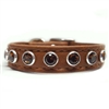 Topaz and Brown Leather Cat Collar